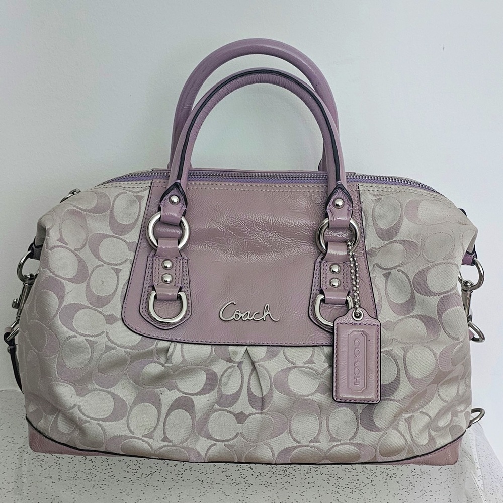 Coach Purple and Cream Satchel
